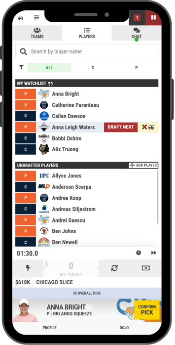 Preview of the Hybrid Auction Draft room on a mobile device