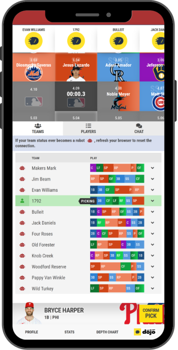Preview of the Classic Snake Draft room on a mobile device