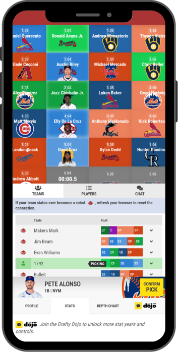Preview of the Round Robin Draft room on a mobile device